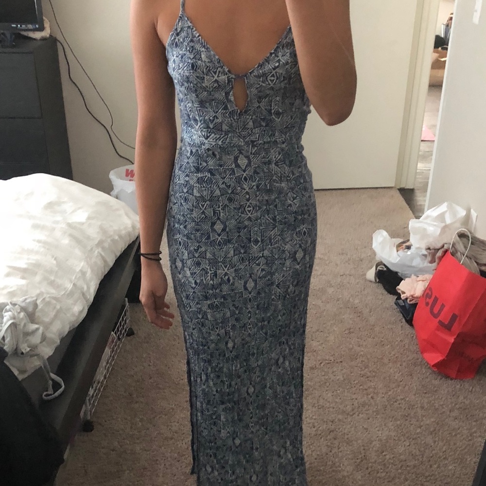 Forever 21 Contemporary Blue & White Maxi Dress
